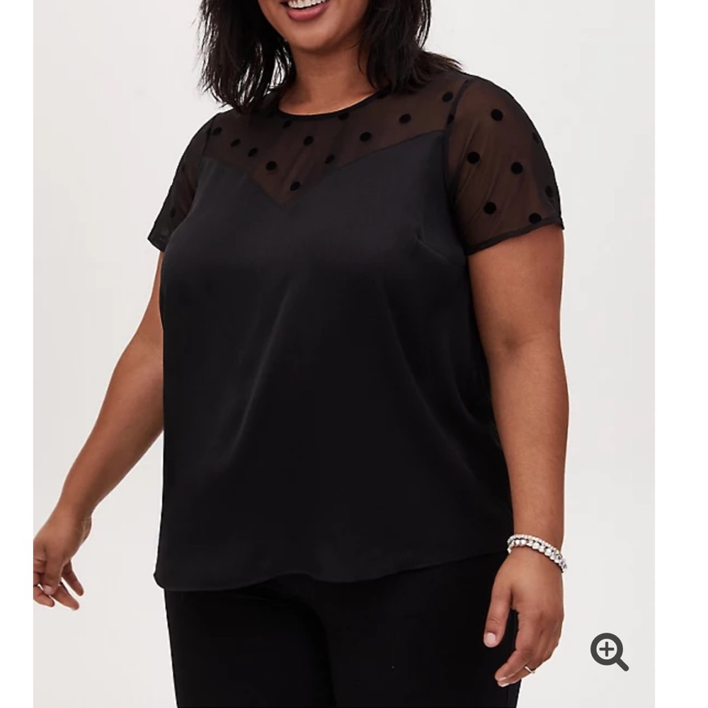 Torrid Black Dotted Mesh Top